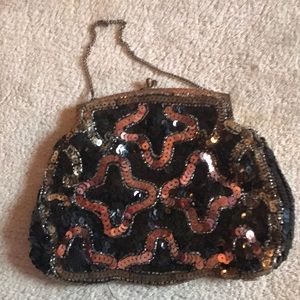 Vintage beaded wristlet bag  made in France